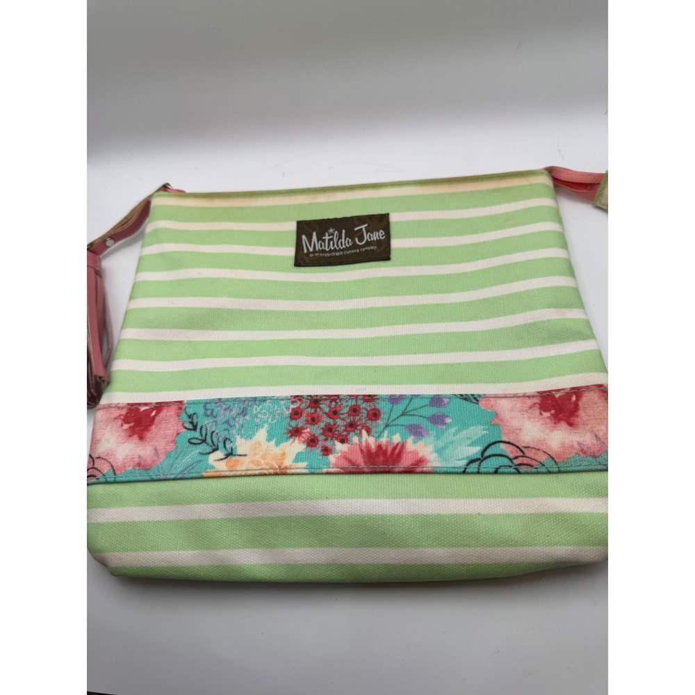 Matilda Jane Striped Floral Cosmetic Bag Pouch Travel Makeup Organizer
